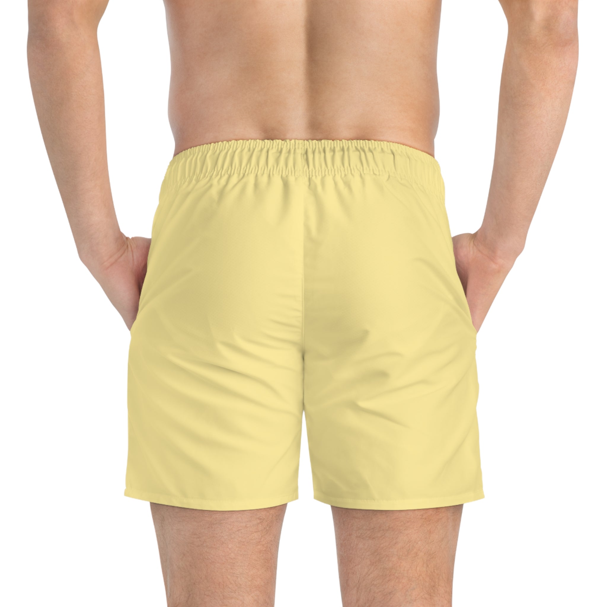 Stylish Signature Men's Swim Shorts, Subtle Colour of "Zabaione" Flavour. - Designed in Italy