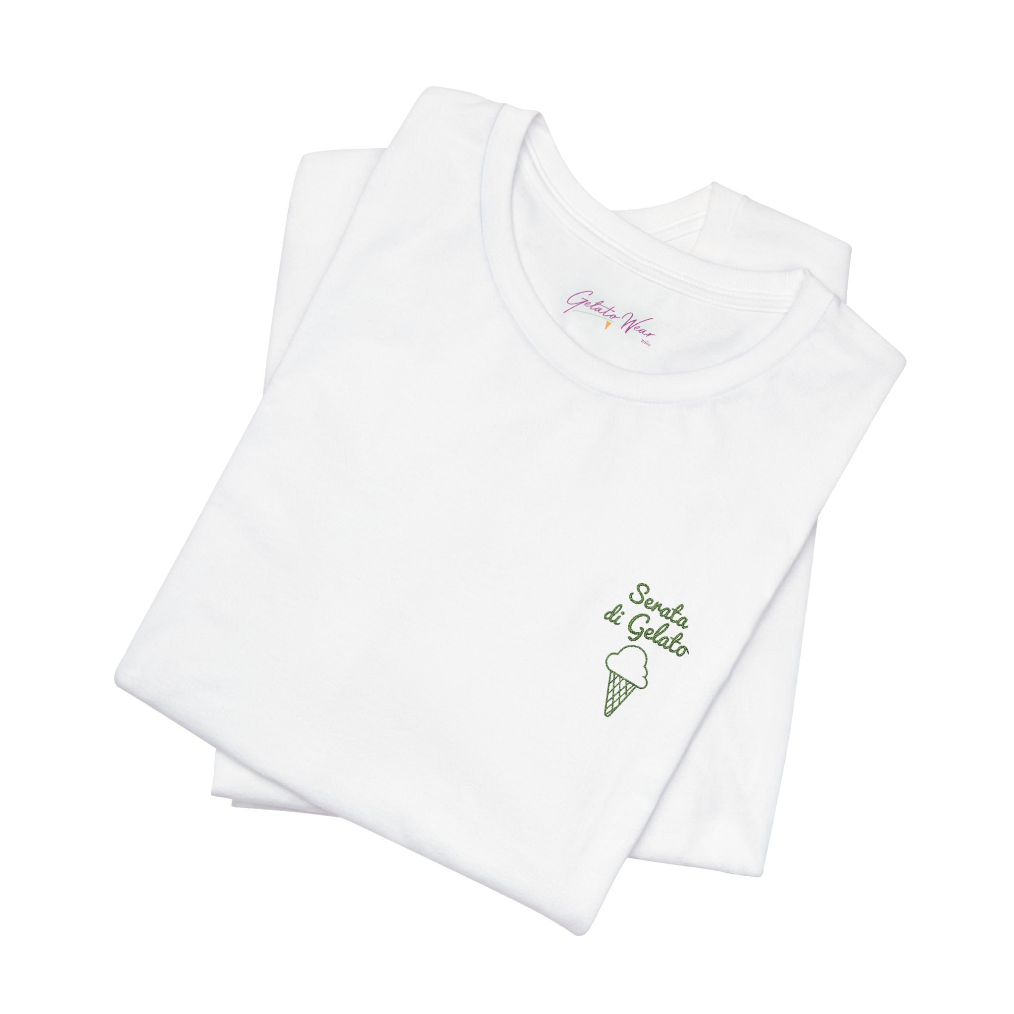 Embroidered Timeless " Serata di Gelato" Men's Soft Tee, 100% Cotton. - Designed in Italy
