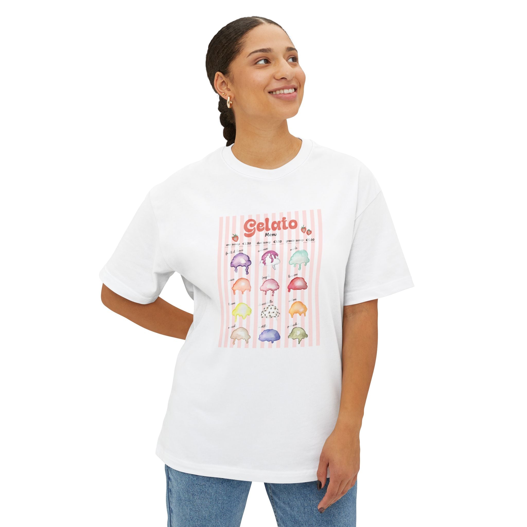 Oversized Tee - Flavours of Gelato MENU Boxy Tee