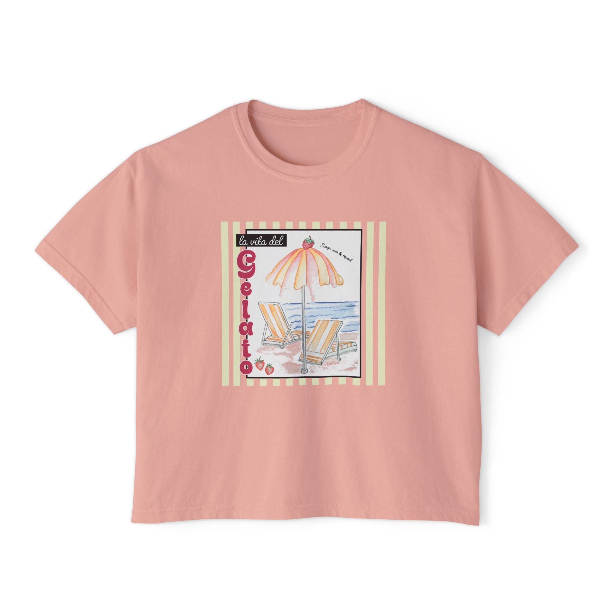 Scoop, Sun and Repeat Boxy Women's Tee - 100% Soft Cotton