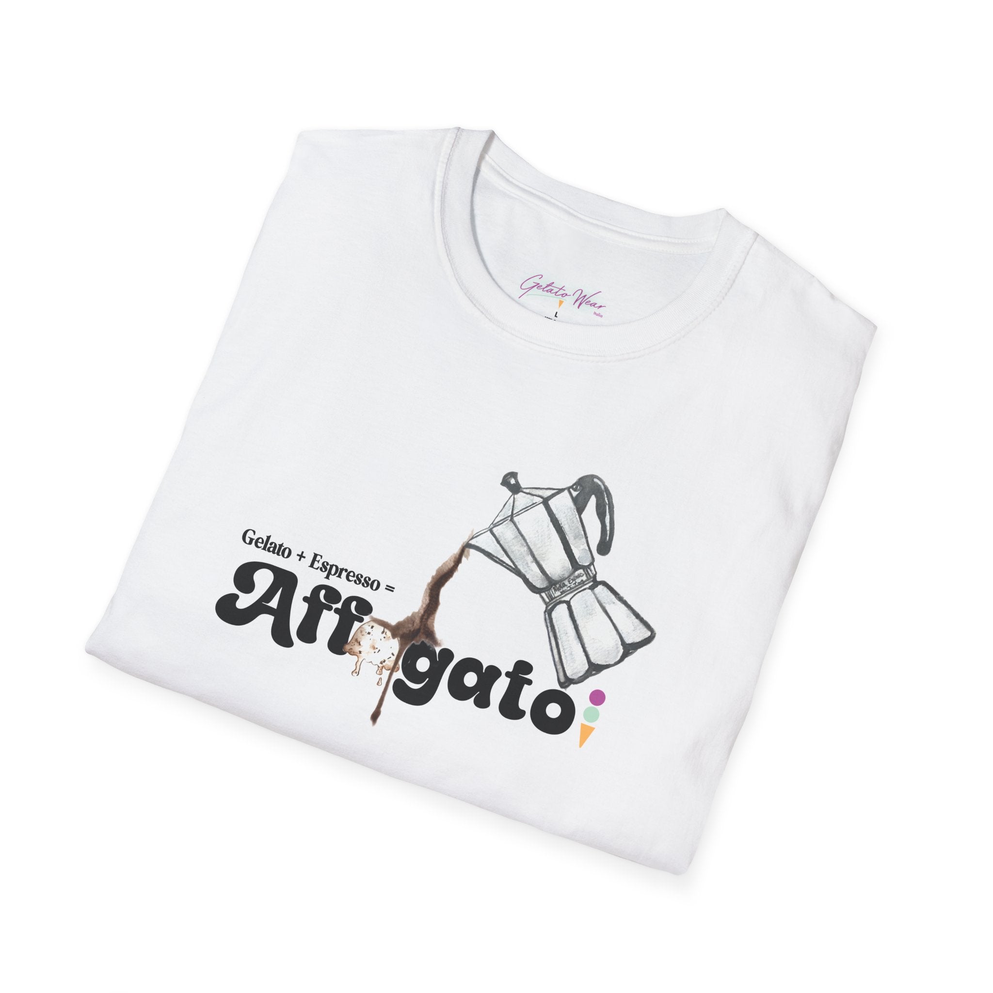 Gelato Affogato, 100% Lightweight Cotton Tee, Caffeine Included. - Designed in Italy