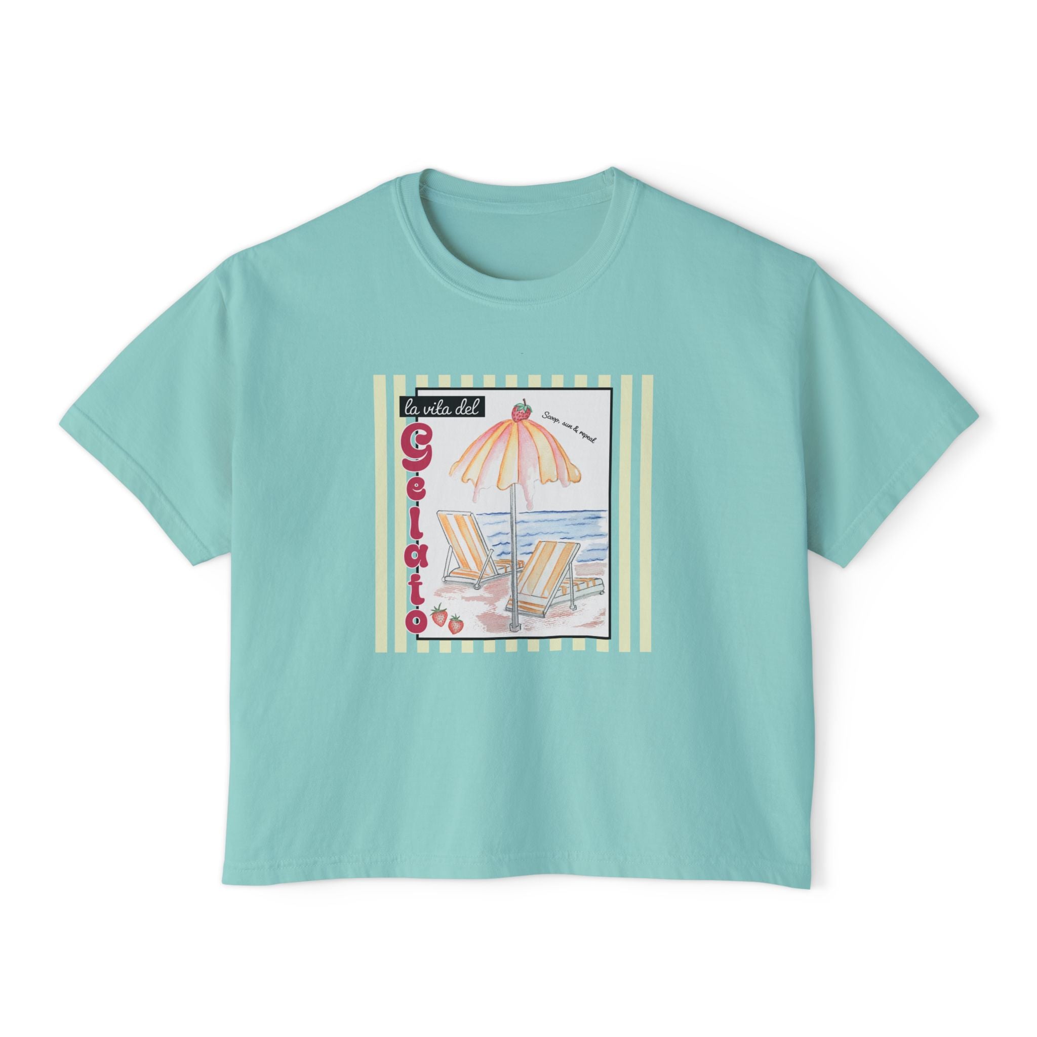Scoop, Sun and Repeat Boxy Women's Tee - 100% Soft Cotton