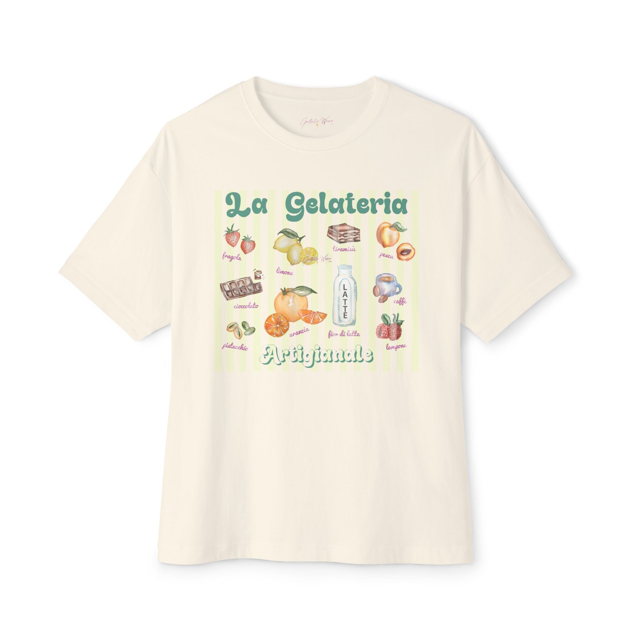 Vintage Fun "La Gelateria Artigianale" Boxy Tee, 100% Cotton - Designed in Italy