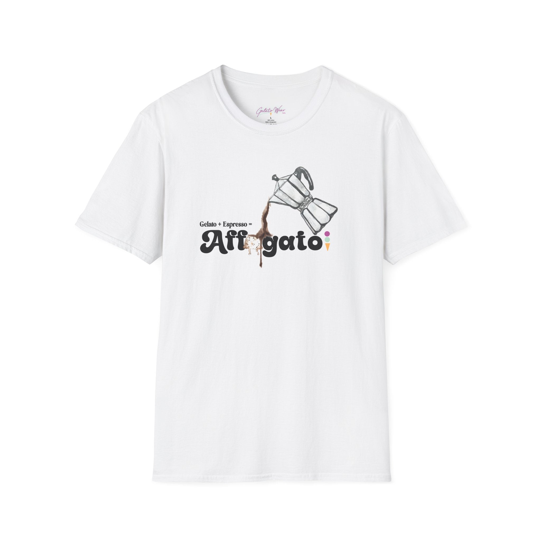 Gelato Affogato, 100% Lightweight Cotton Tee, Caffeine Included. - Designed in Italy