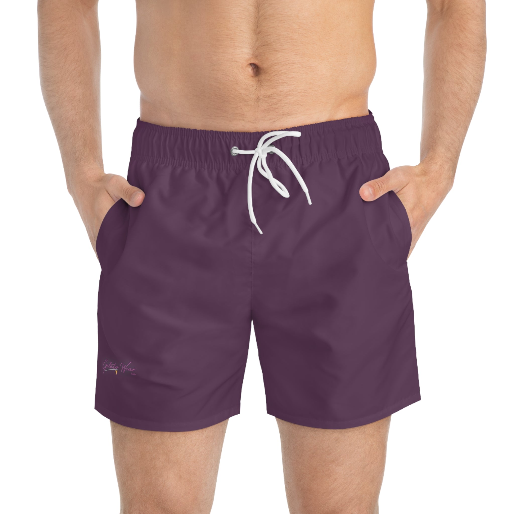 Stylish Signature Men's Swim Shorts, Subtle Colour of "Frutti di bosco" Flavour. - Designed in Italy