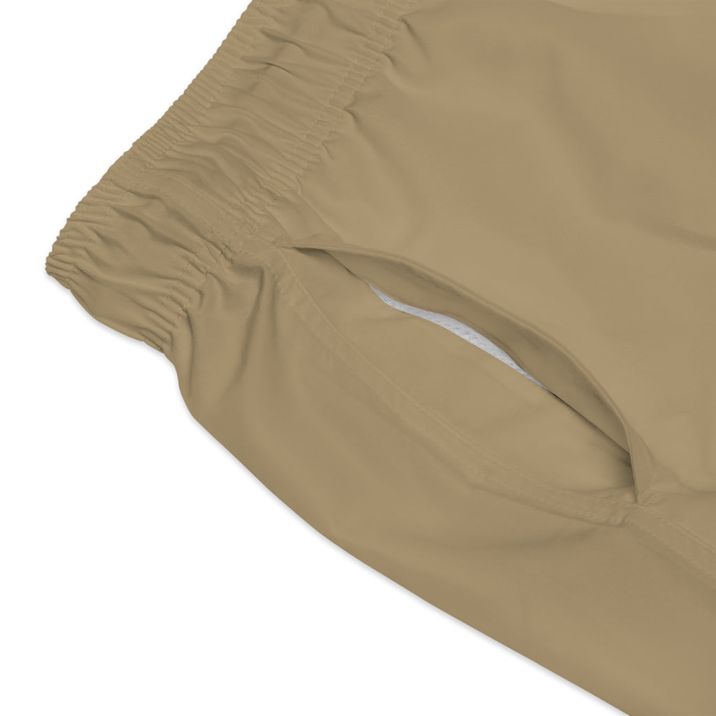 Stylish Signature Men's Swim Shorts, Subtle Colour of "Caffe" Flavour. - Designed in Italy