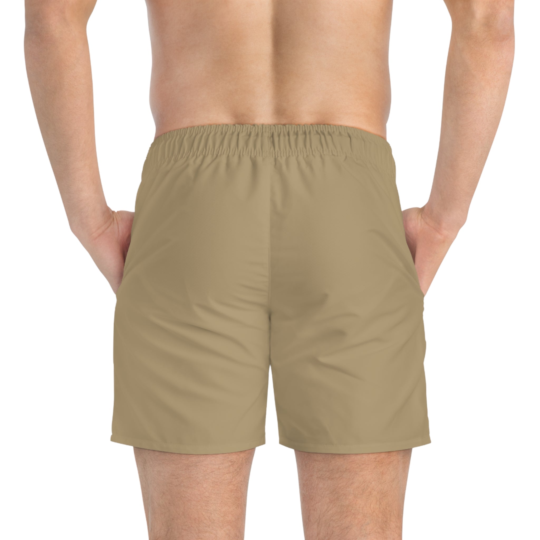 Stylish Signature Men's Swim Shorts, Subtle Colour of "Caffe" Flavour. - Designed in Italy