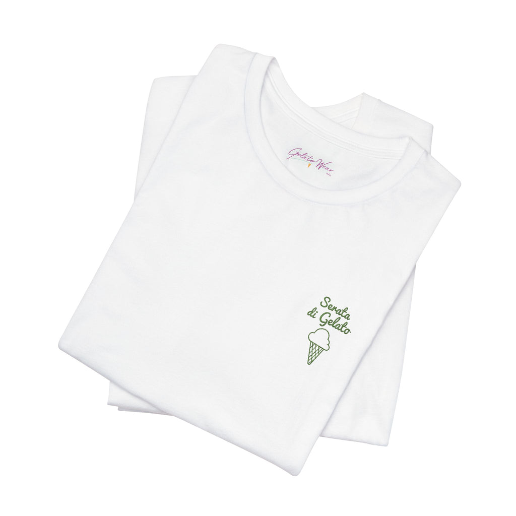 Embroidered Timeless " Serata di Gelato" Men's Soft Tee, 100% Cotton. - Designed in Italy