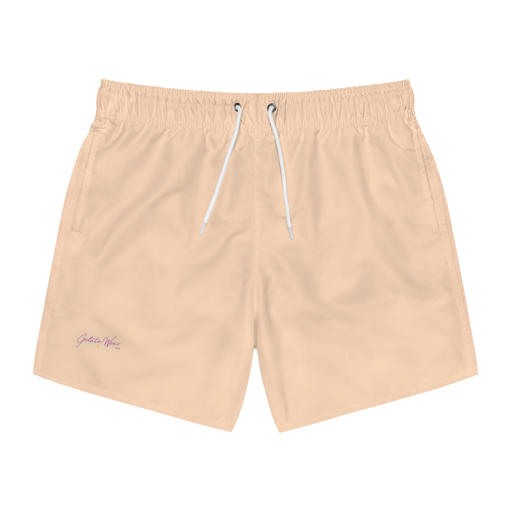 Stylish Signature Men's Swim Shorts, Subtle Colour of "Pesca" Flavour. - Designed in Italy