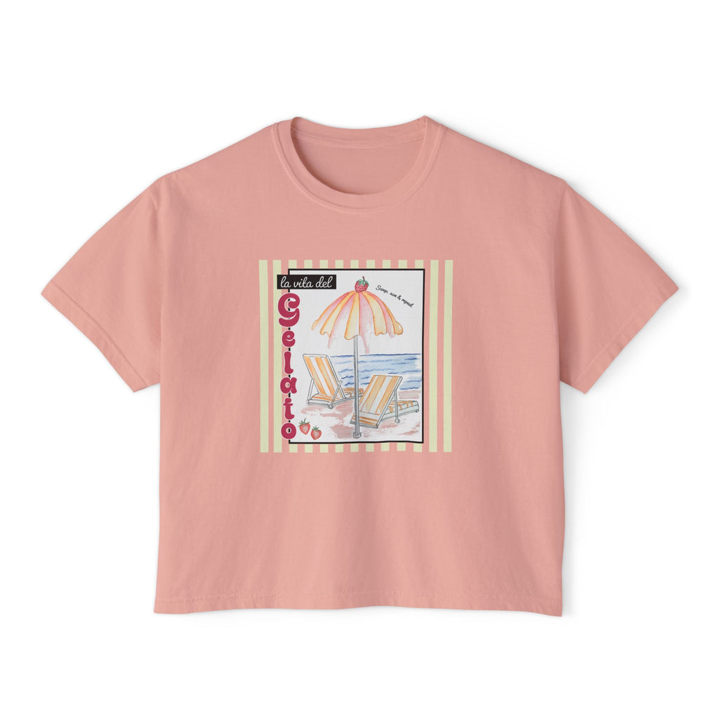 Scoop, Sun and Repeat Boxy Women's Tee - 100% Soft Cotton