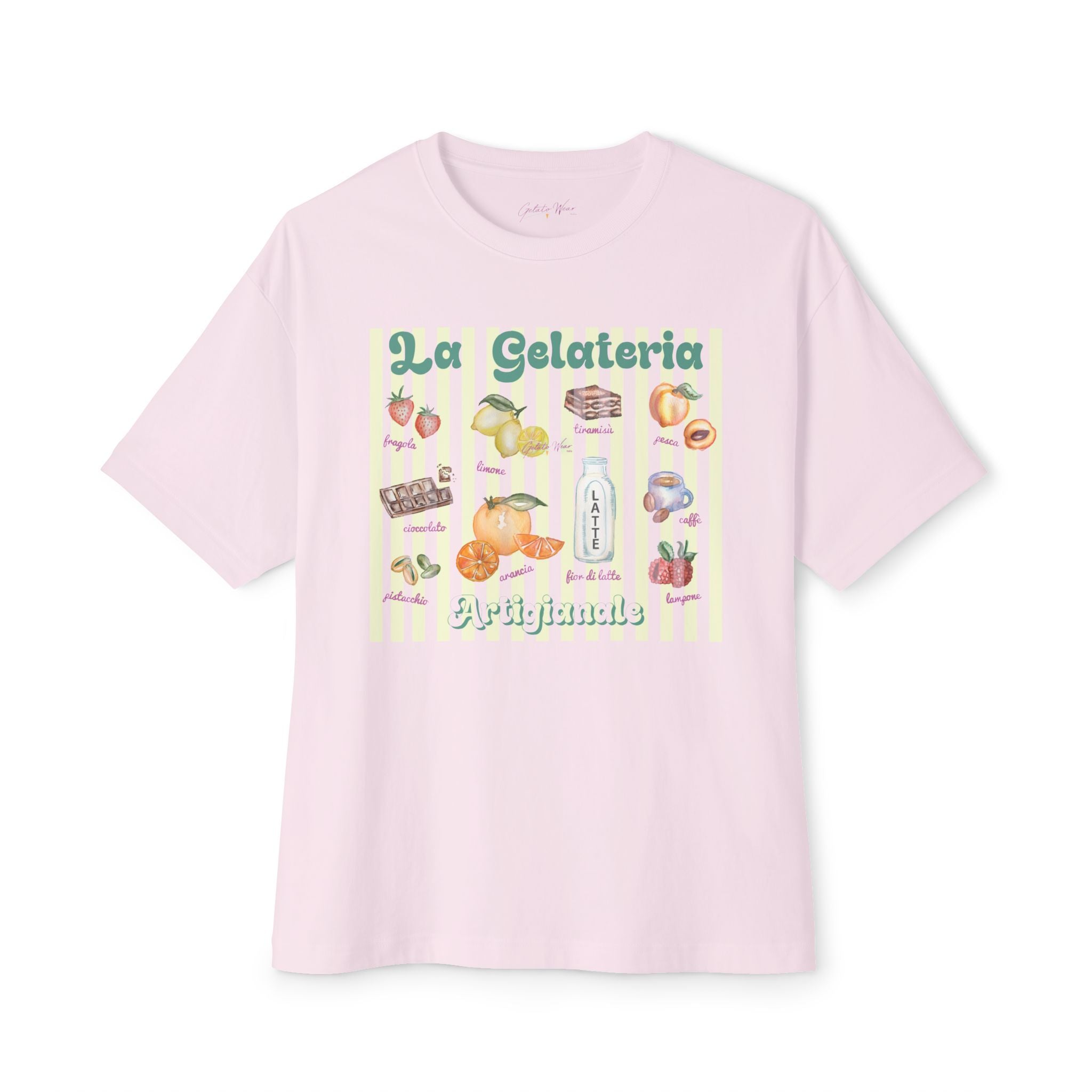 Vintage Fun "La Gelateria Artigianale" Boxy Tee, 100% Cotton - Designed in Italy