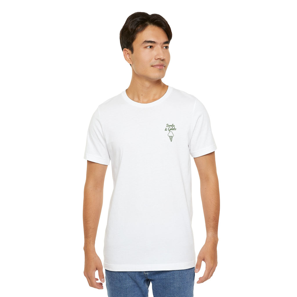 Embroidered Timeless " Serata di Gelato" Men's Soft Tee, 100% Cotton. - Designed in Italy