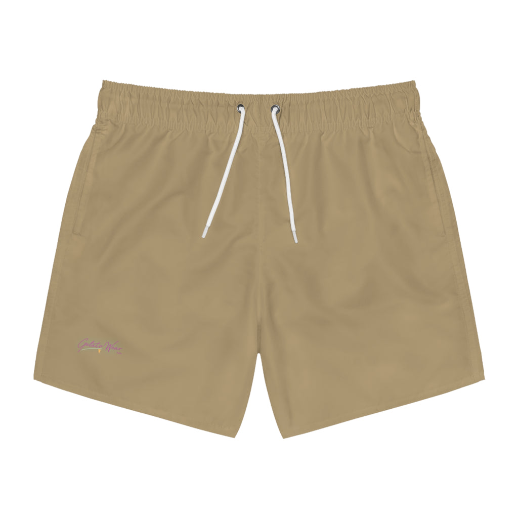 Stylish Signature Men's Swim Shorts, Subtle Colour of "Caffe" Flavour. - Designed in Italy