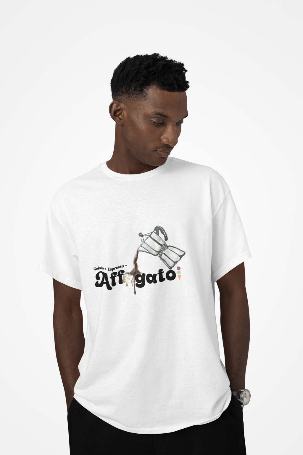 Gelato Affogato, 100% Lightweight Cotton Tee, Caffeine Included. - Designed in Italy