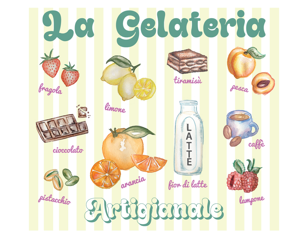 Vintage Fun "La Gelateria Artigianale" Boxy Tee, 100% Cotton - Designed in Italy