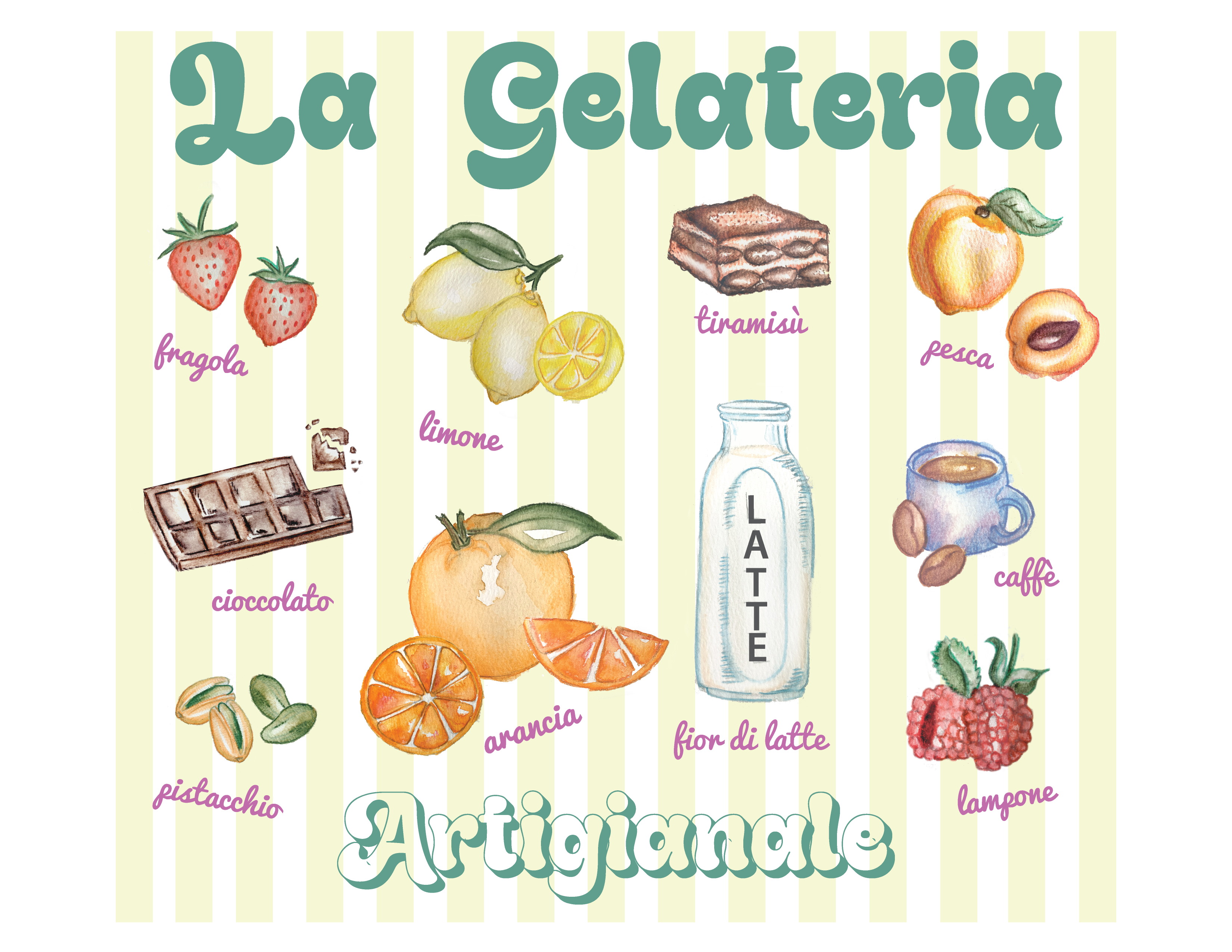 Vintage Fun "La Gelateria Artigianale" Boxy Tee, 100% Cotton - Designed in Italy