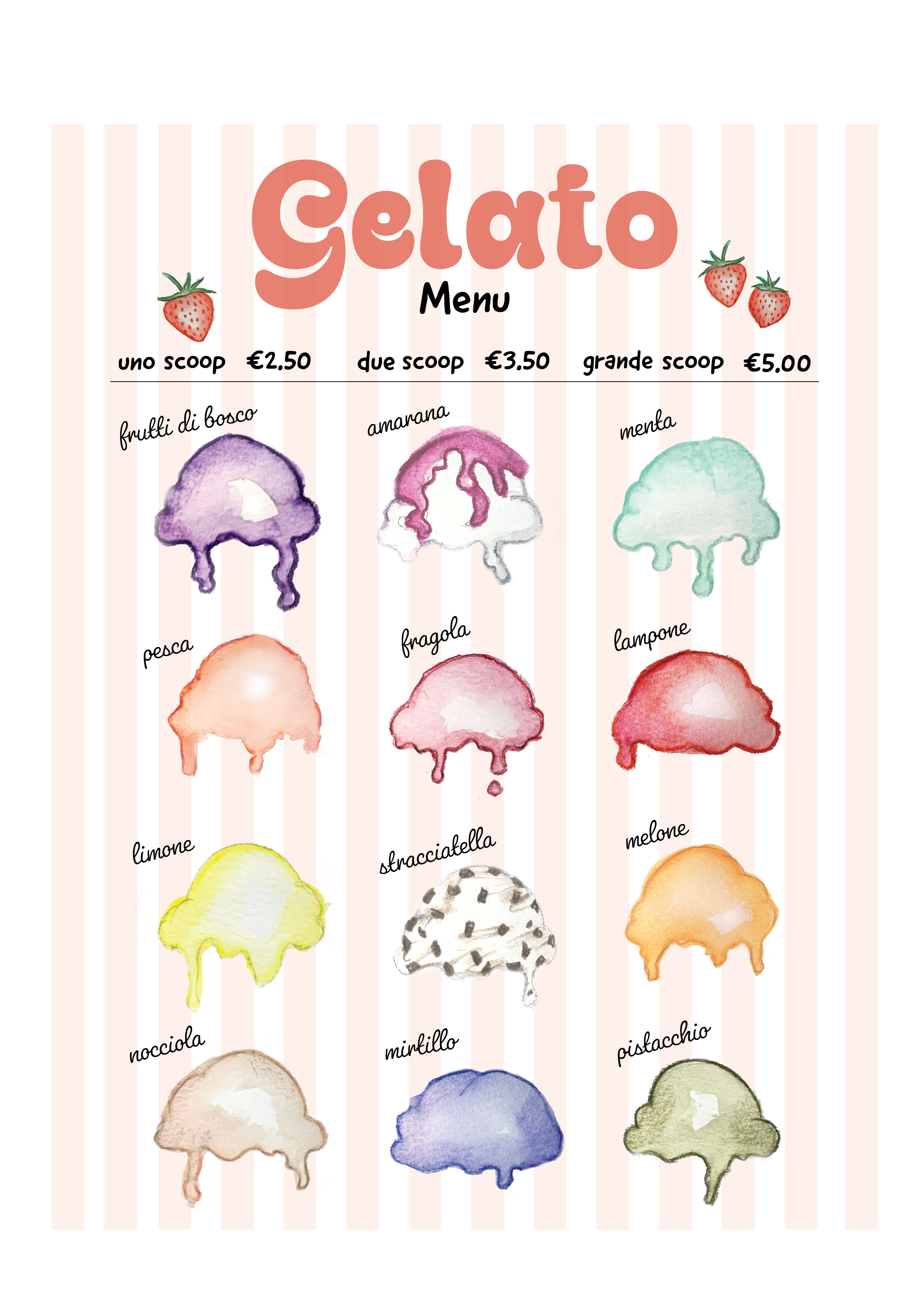 Oversized Tee - Flavours of Gelato MENU Boxy Tee