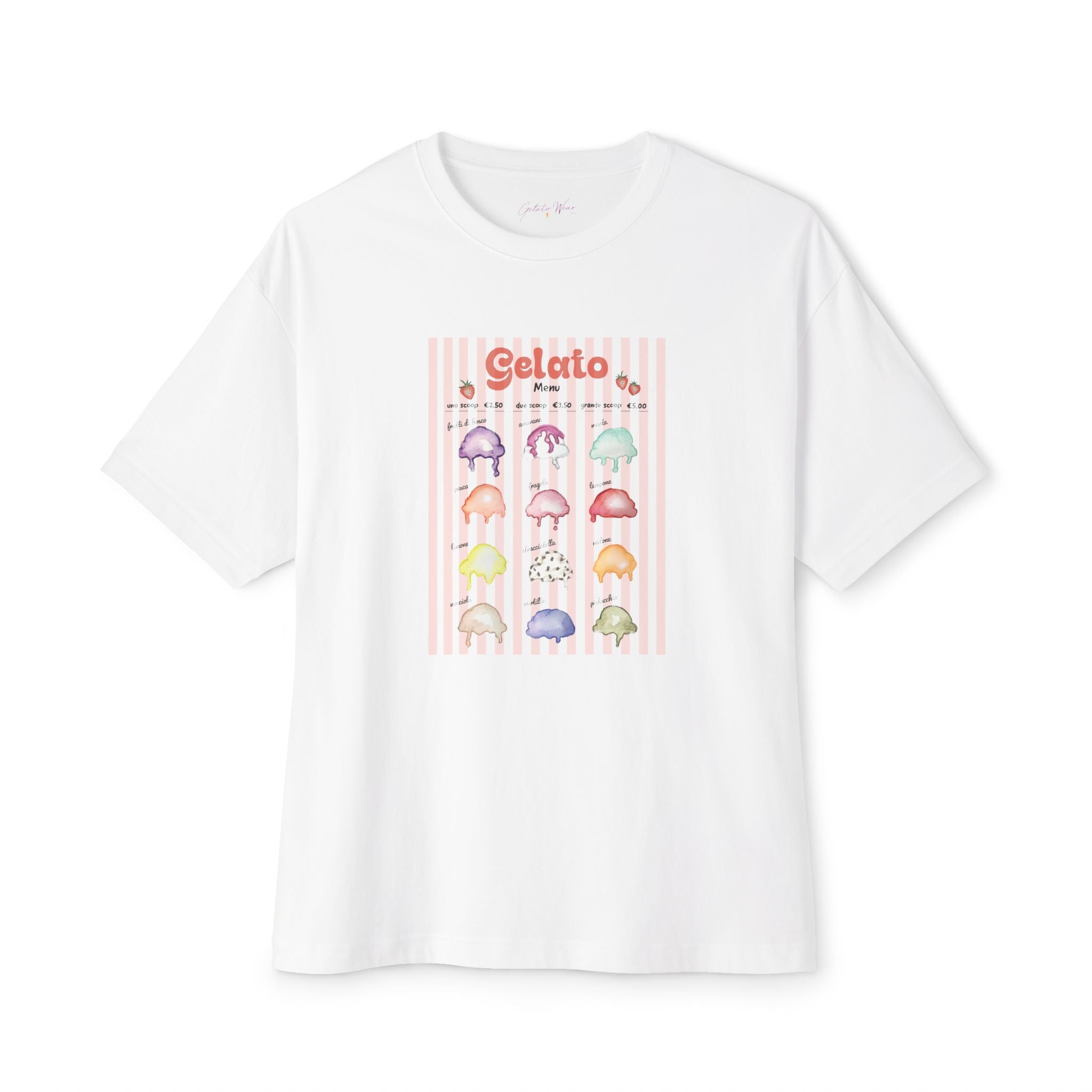Oversized Tee - Flavours of Gelato MENU Boxy Tee
