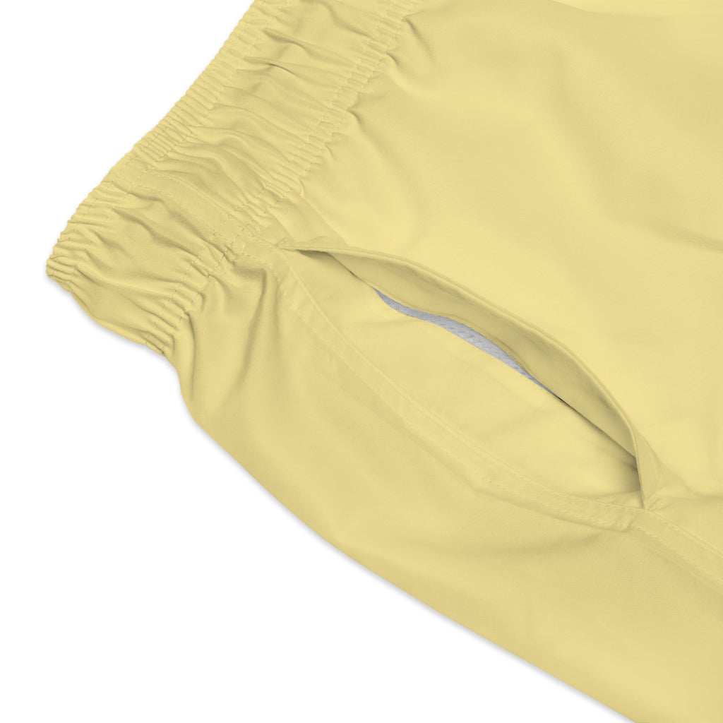 Stylish Signature Men's Swim Shorts, Subtle Colour of "Zabaione" Flavour. - Designed in Italy
