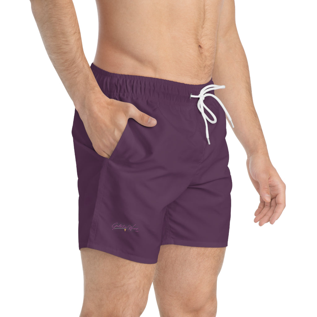 Stylish Signature Men's Swim Shorts, Subtle Colour of "Frutti di bosco" Flavour. - Designed in Italy