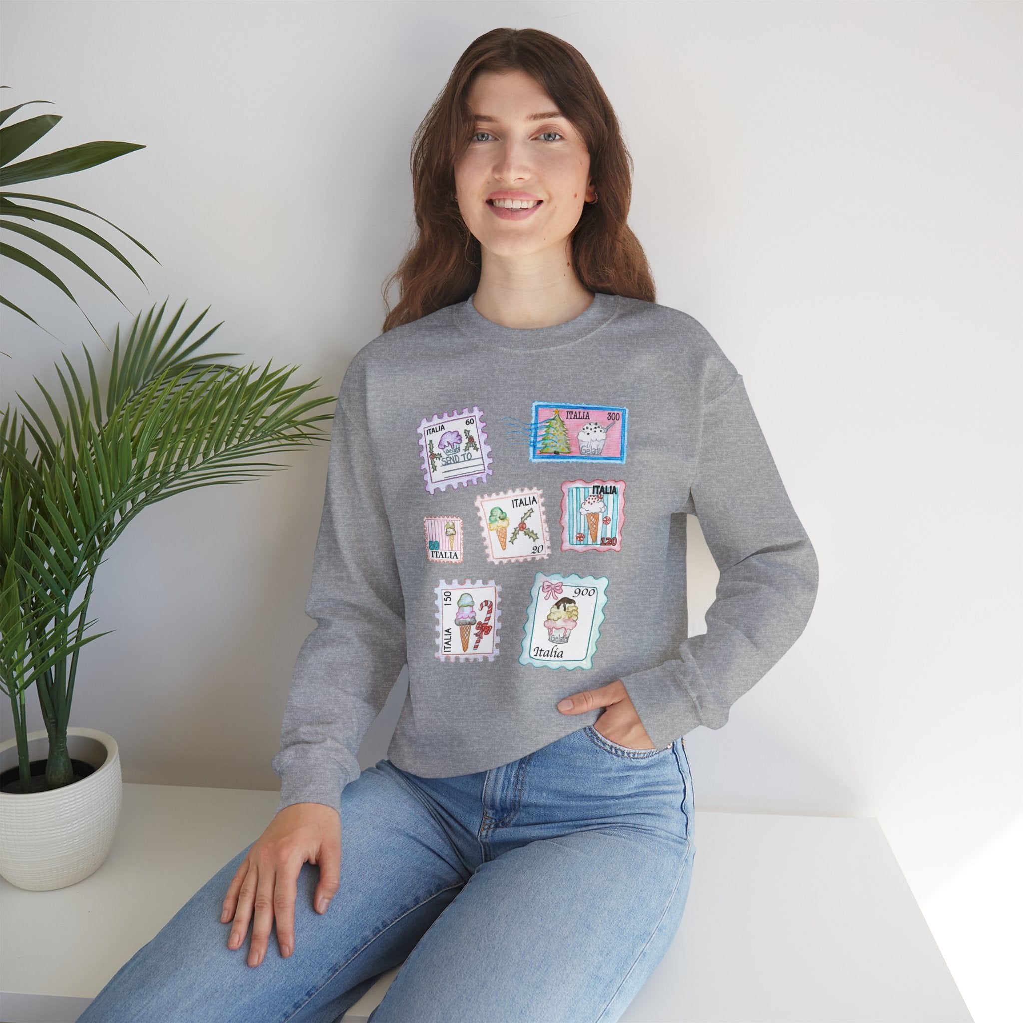 Christmas Postage Stamps Gelato Crewneck Sweater