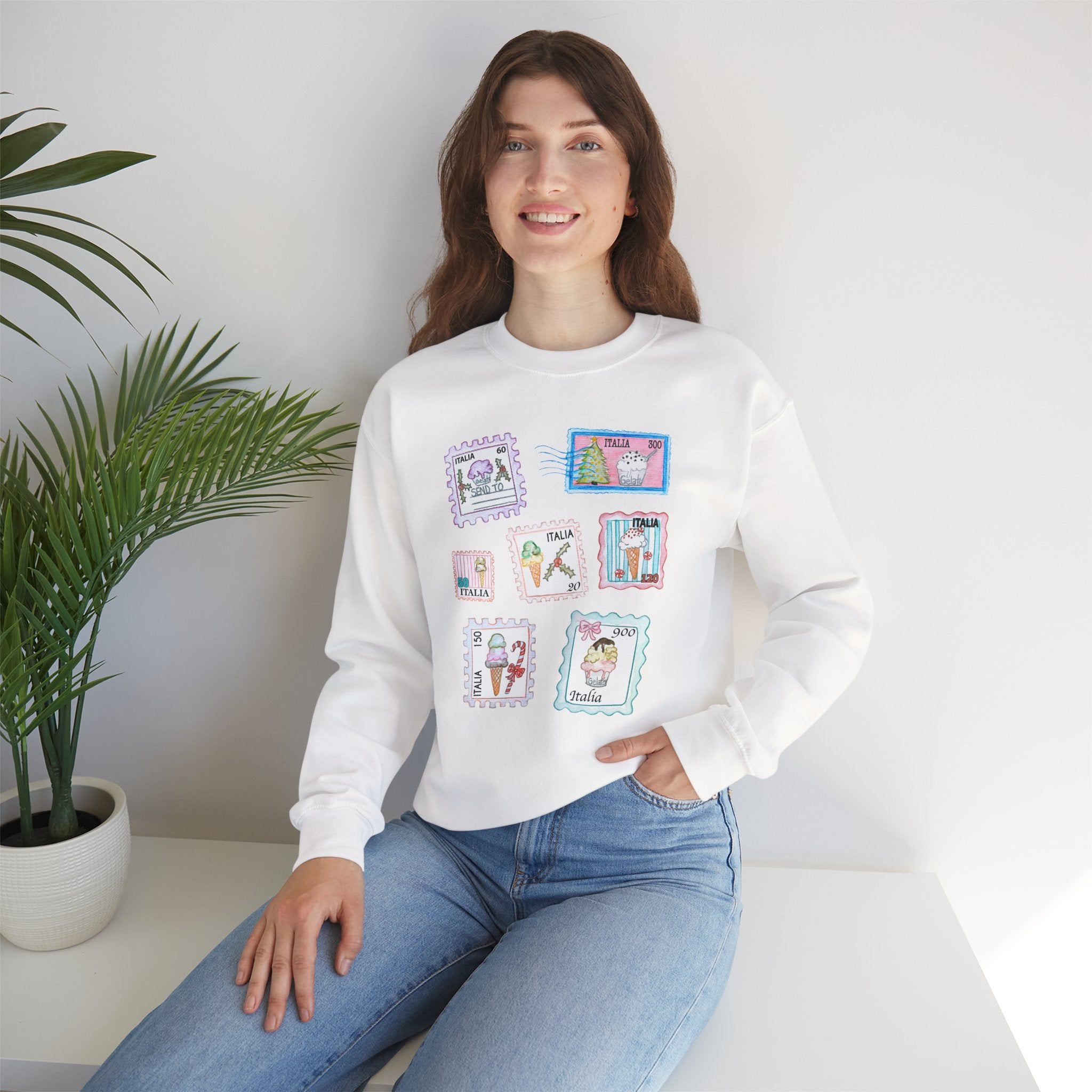 Christmas Postage Stamps Gelato Crewneck Sweater