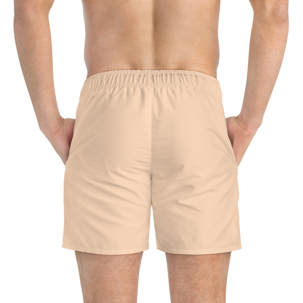 Stylish Signature Men's Swim Shorts, Subtle Colour of "Pesca" Flavour. - Designed in Italy