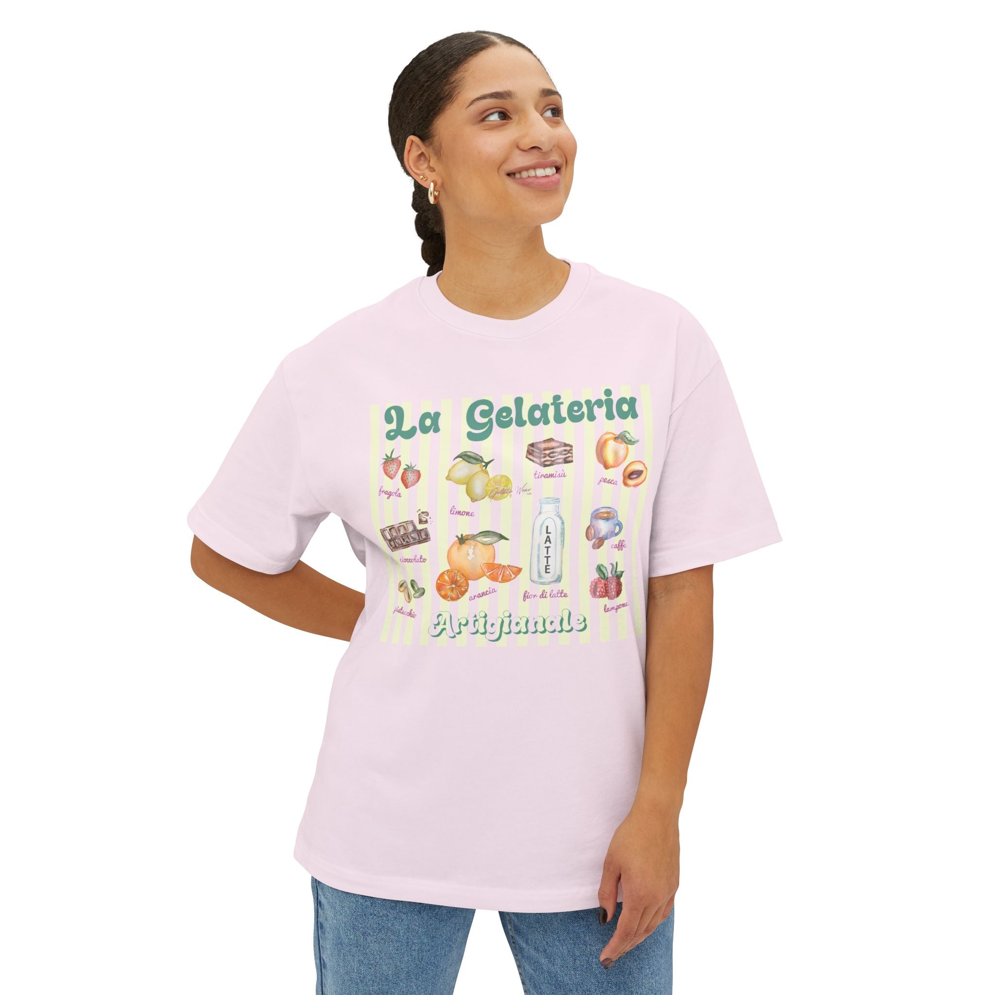 Vintage Fun "La Gelateria Artigianale" Boxy Tee, 100% Cotton - Designed in Italy